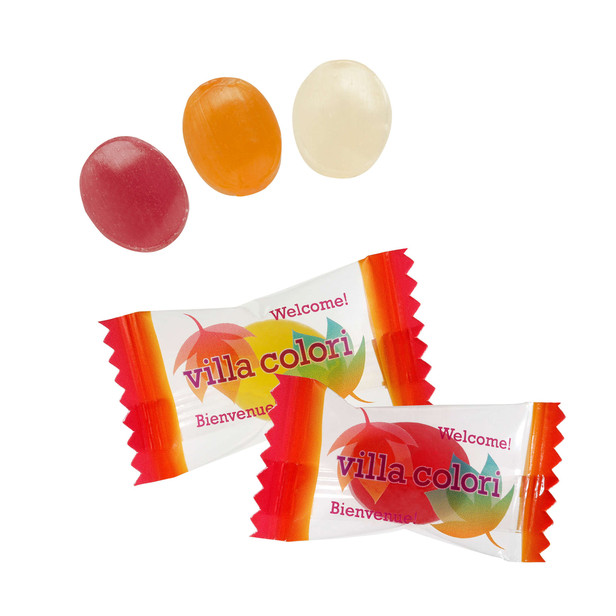 Mehrere Mini Bonbons im Flowpack in verschiedenen Sorten