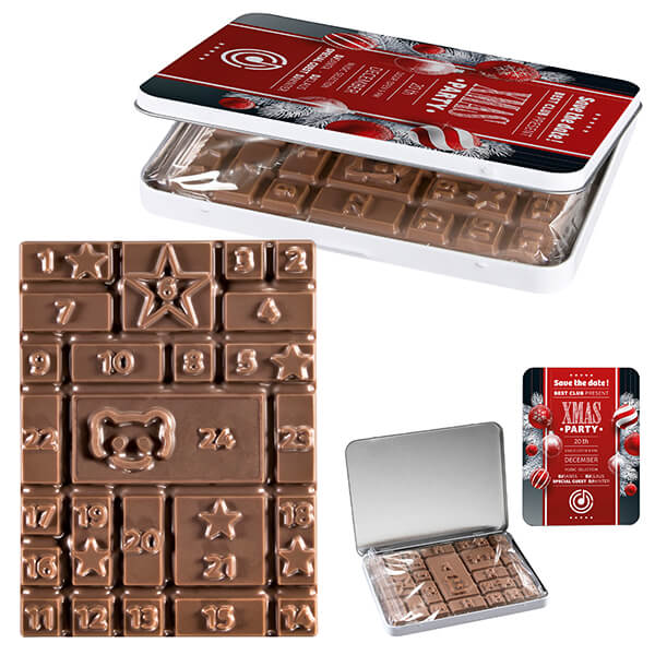 MINI Dekordose Adventskalender mit bedrucktem Scharnierdeckel