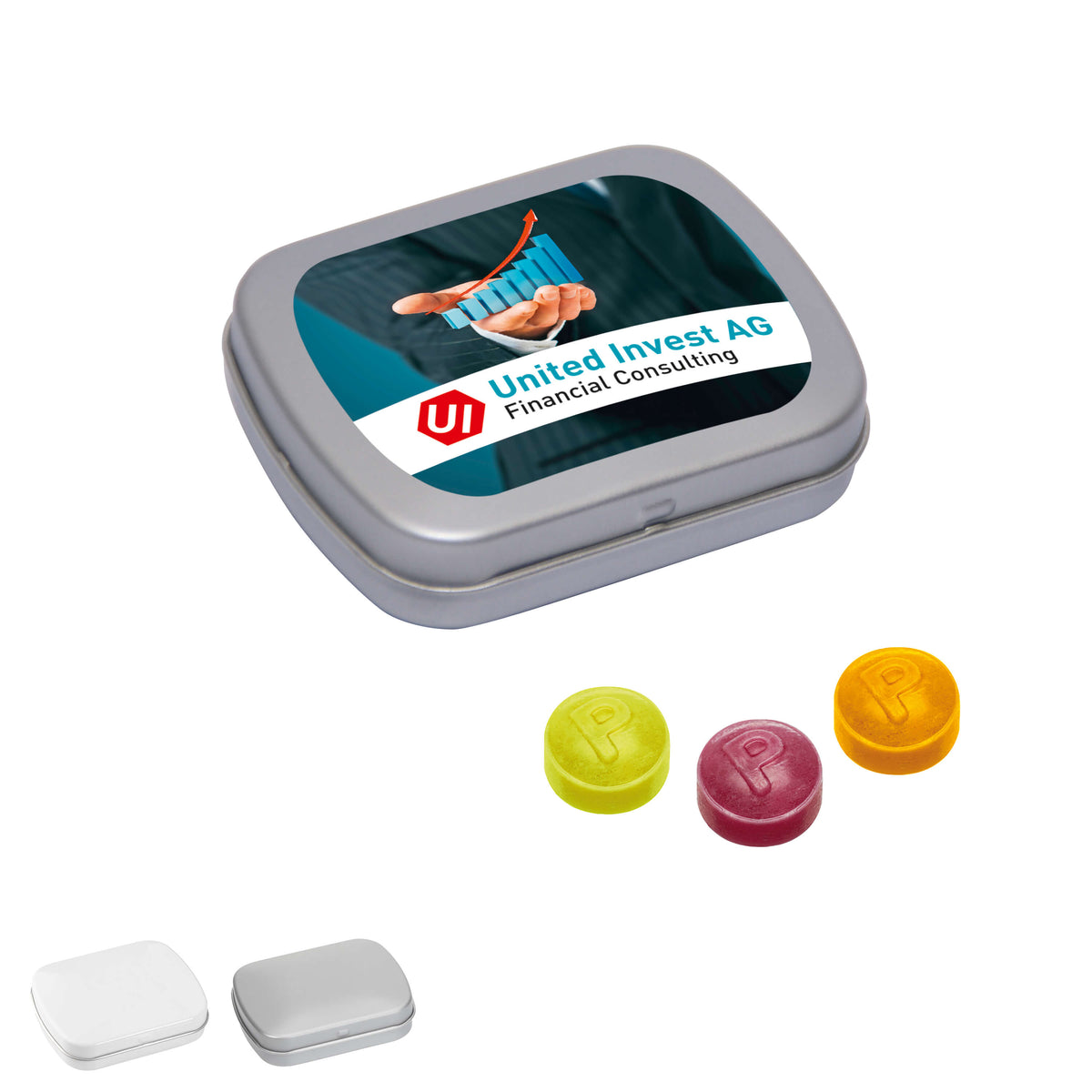 Mini Klappdose in silber matt, weitere Ansicht