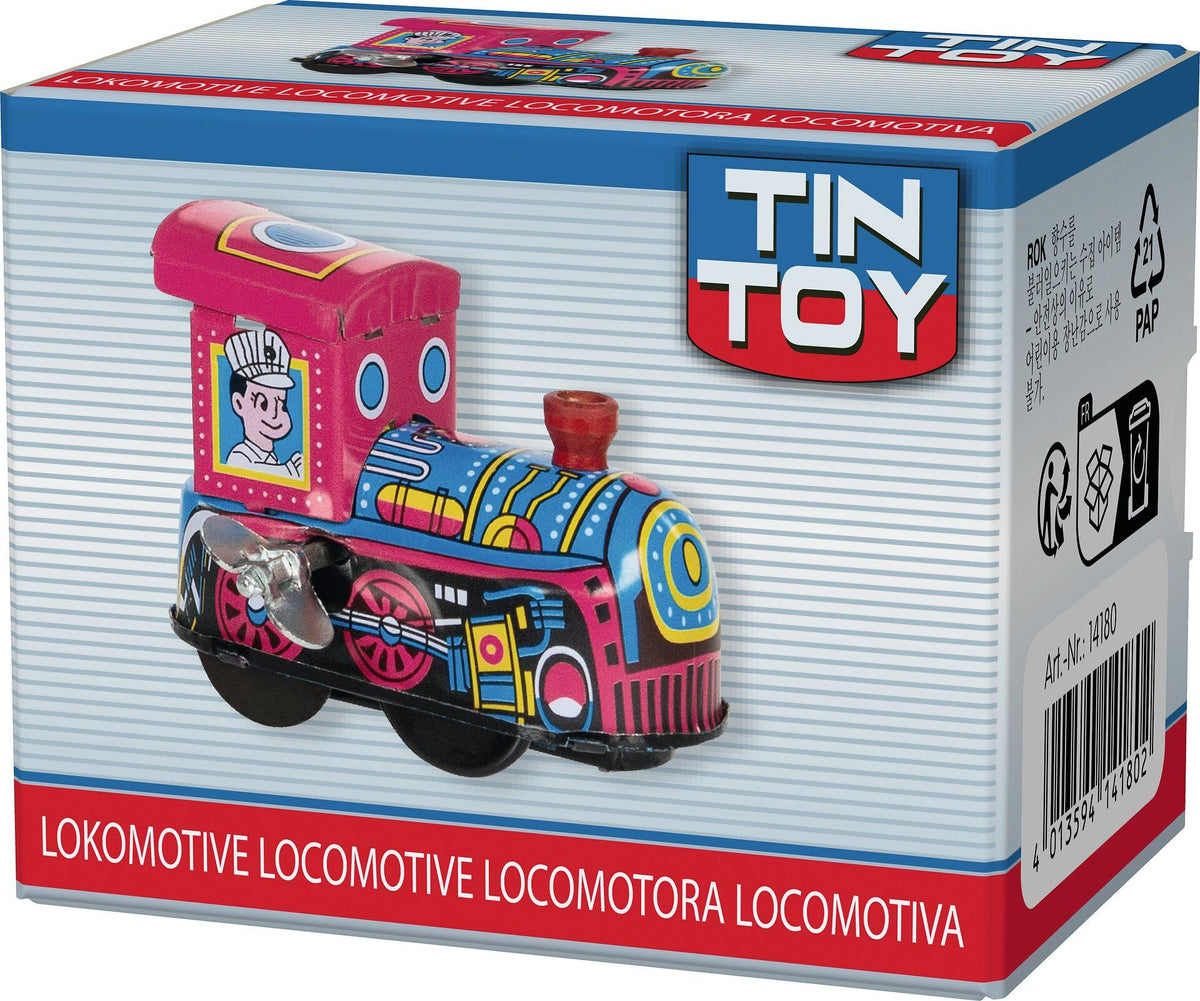 Mini Lokomotive aus Blech mit Aufziehmotor von goki – Detail