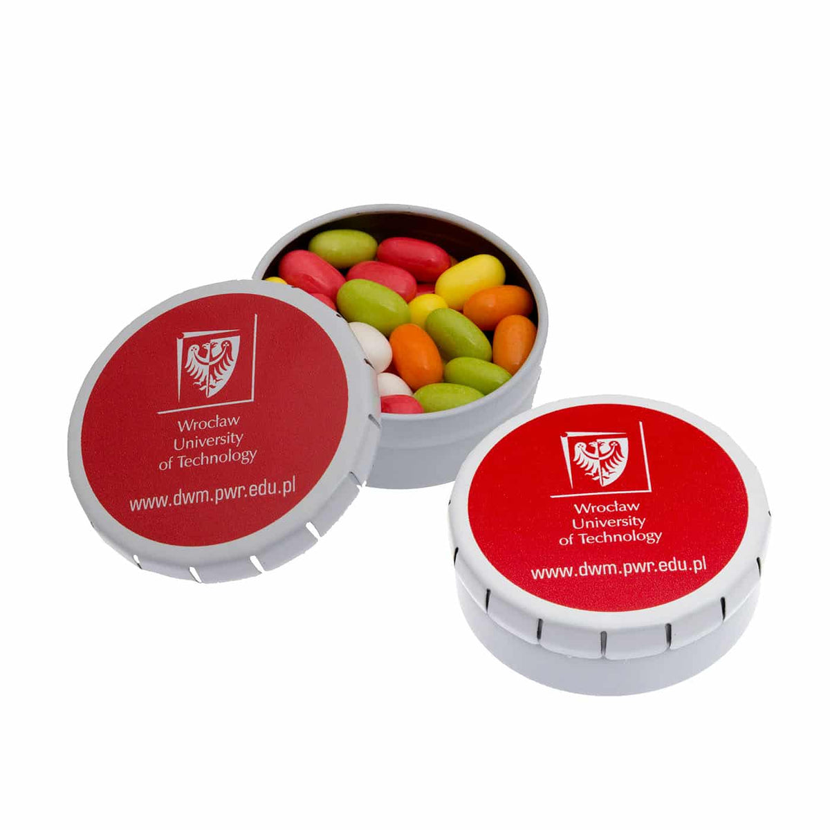 Mini Metalldose rund mit Frucht und Minzdragees