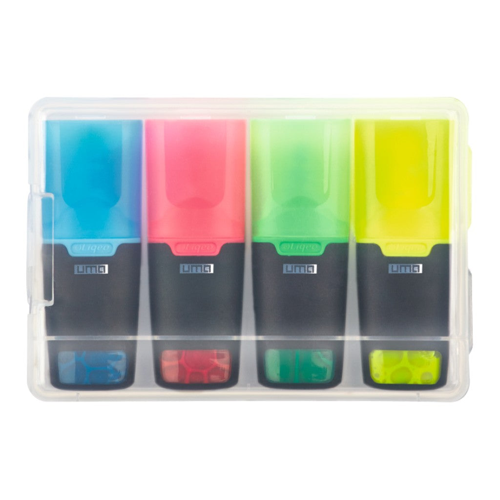 Mini Textmarkerset mit vier Farben im Etui