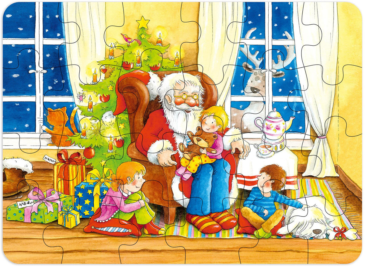 Minipuzzle Santa Claus mit Kindern aus Holz von goki – Ansicht