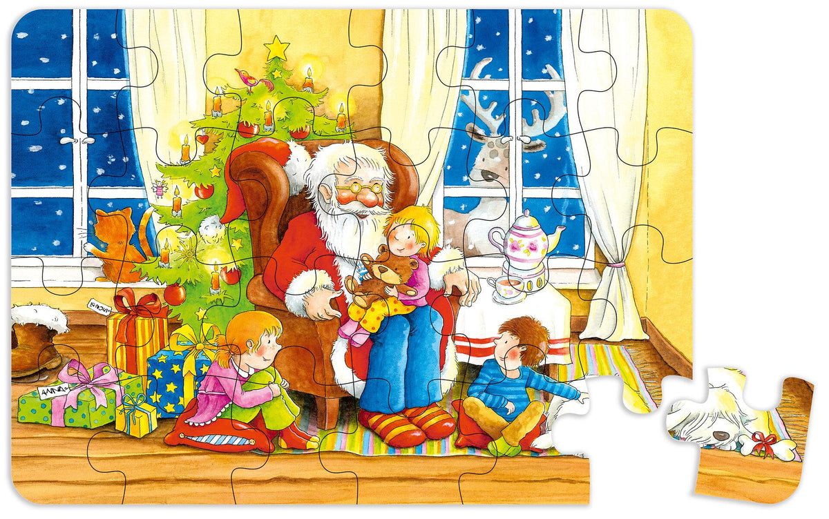 Minipuzzle Santa Claus mit Kindern aus Holz von goki – Weitere Detailansicht