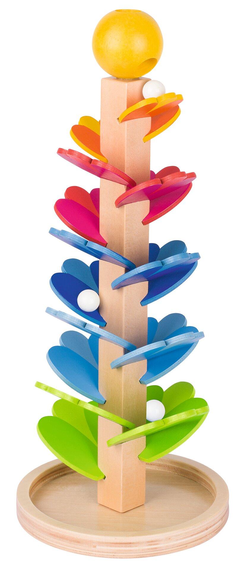 Murmelspiel Klangpagode mit gelber Kugel, 37,5 cm hoch – Ansicht