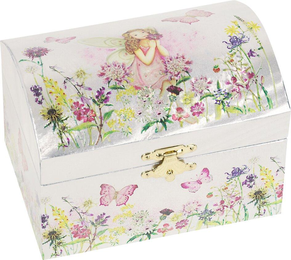 Musikspieldose Elfe II als Truhe mit Blumenwiese