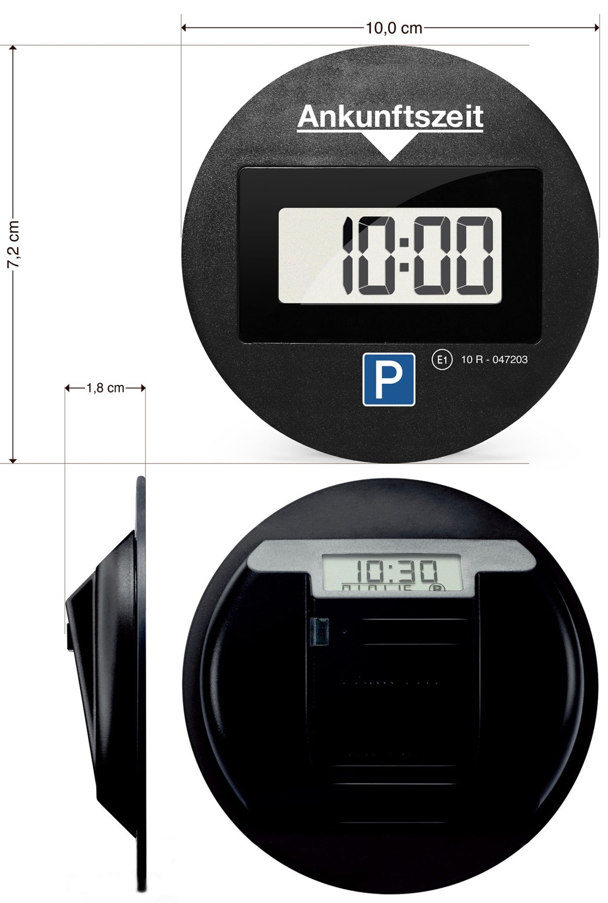 Needit Park Lite One runde elektronische Parkscheibe mit Logo – Detail
