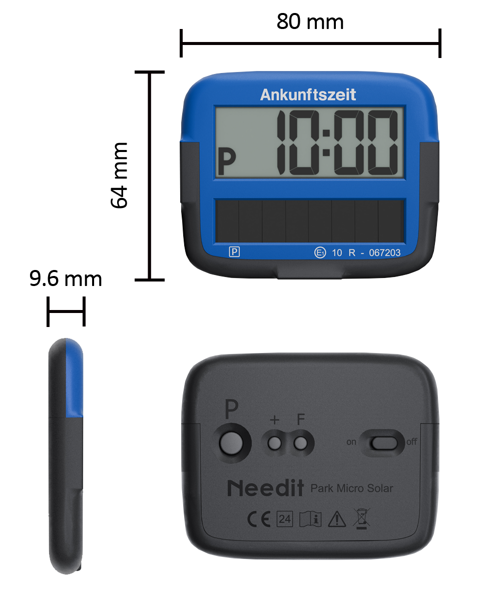 Needit Park Micro Solar Parkscheibe mit Logo für Firmenflotten – Detail