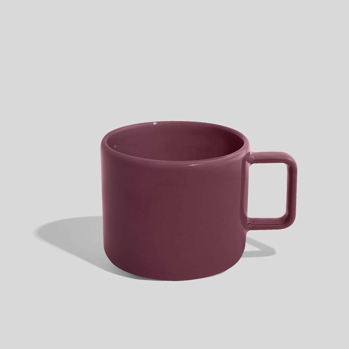 Niedrige Keramiktasse 400 ml mit Eckhenkel – Mauve