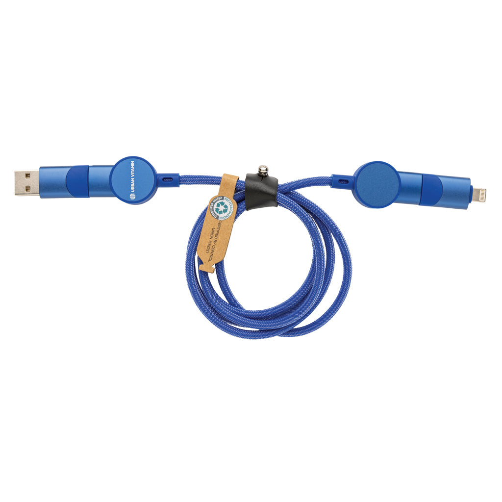 Oakland RCS rKunststoff 1,2m 6-in-1 Fast-Charging 45W Kabel – blau