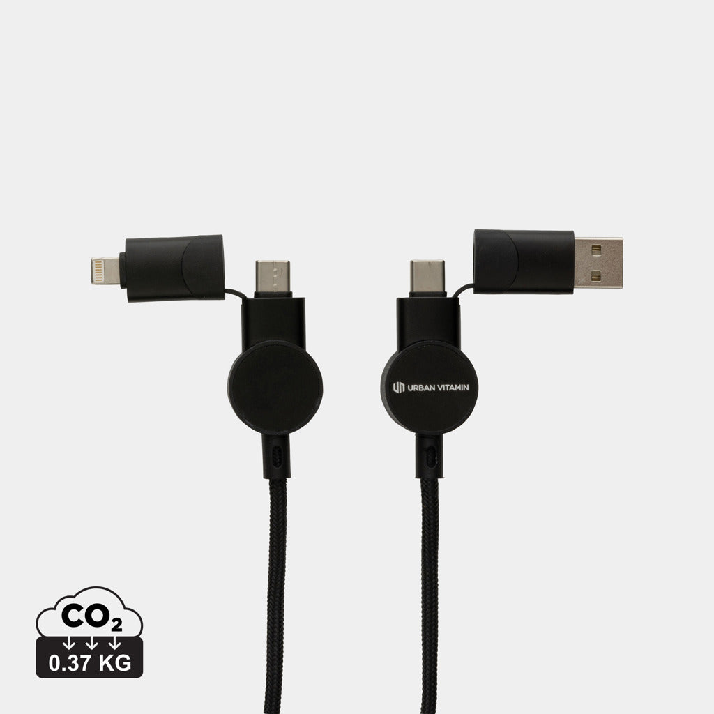 Oakland RCS rKunststoff 1,2m 6-in-1 Fast-Charging 45W Kabel – schwarz