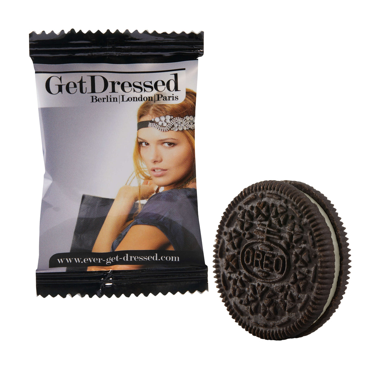 OREO Keks einzeln im weißen bedruckten Werbetütchen
