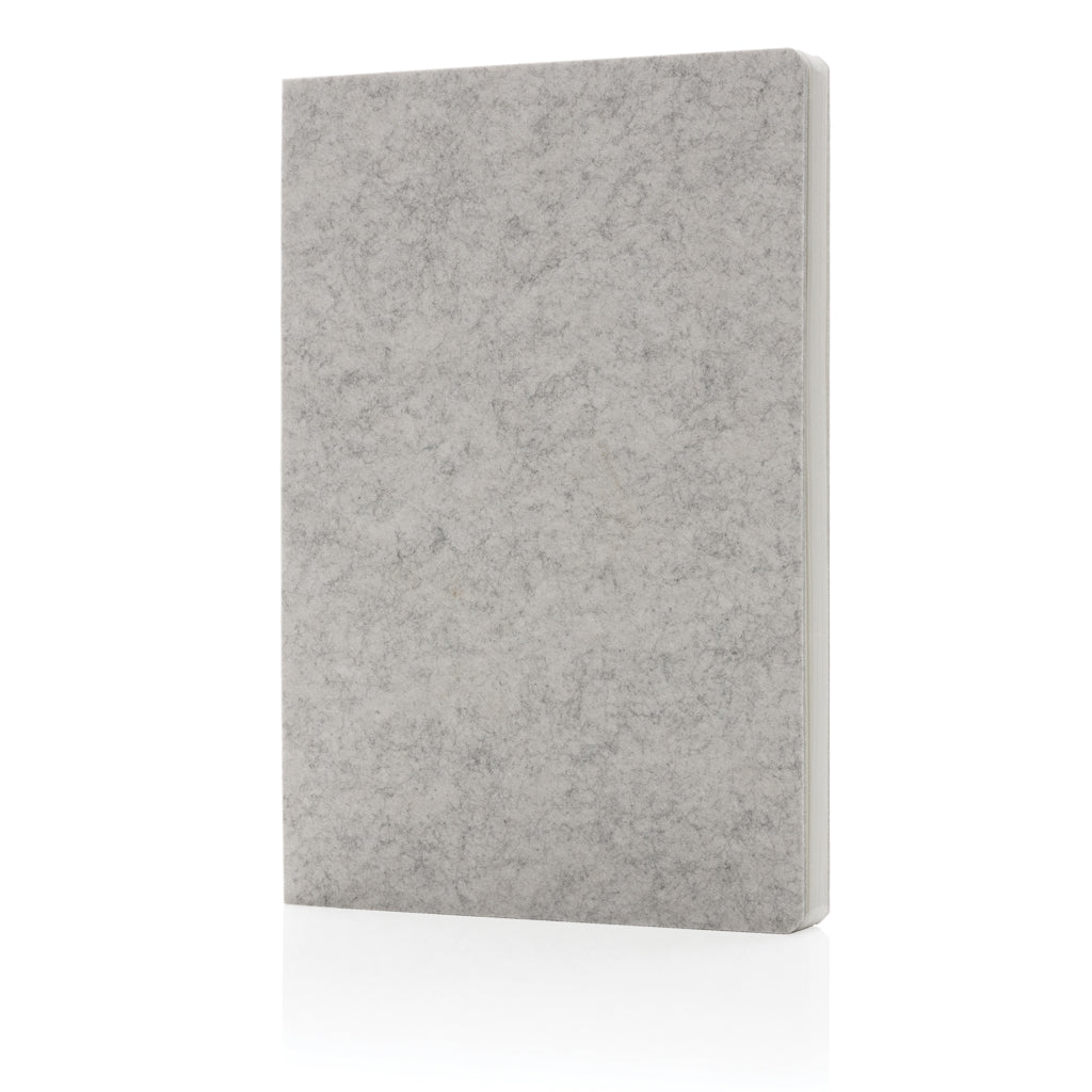 Phrase GRS-zertifiziertes A5-Notizbuch aus recyceltem Filz – grau