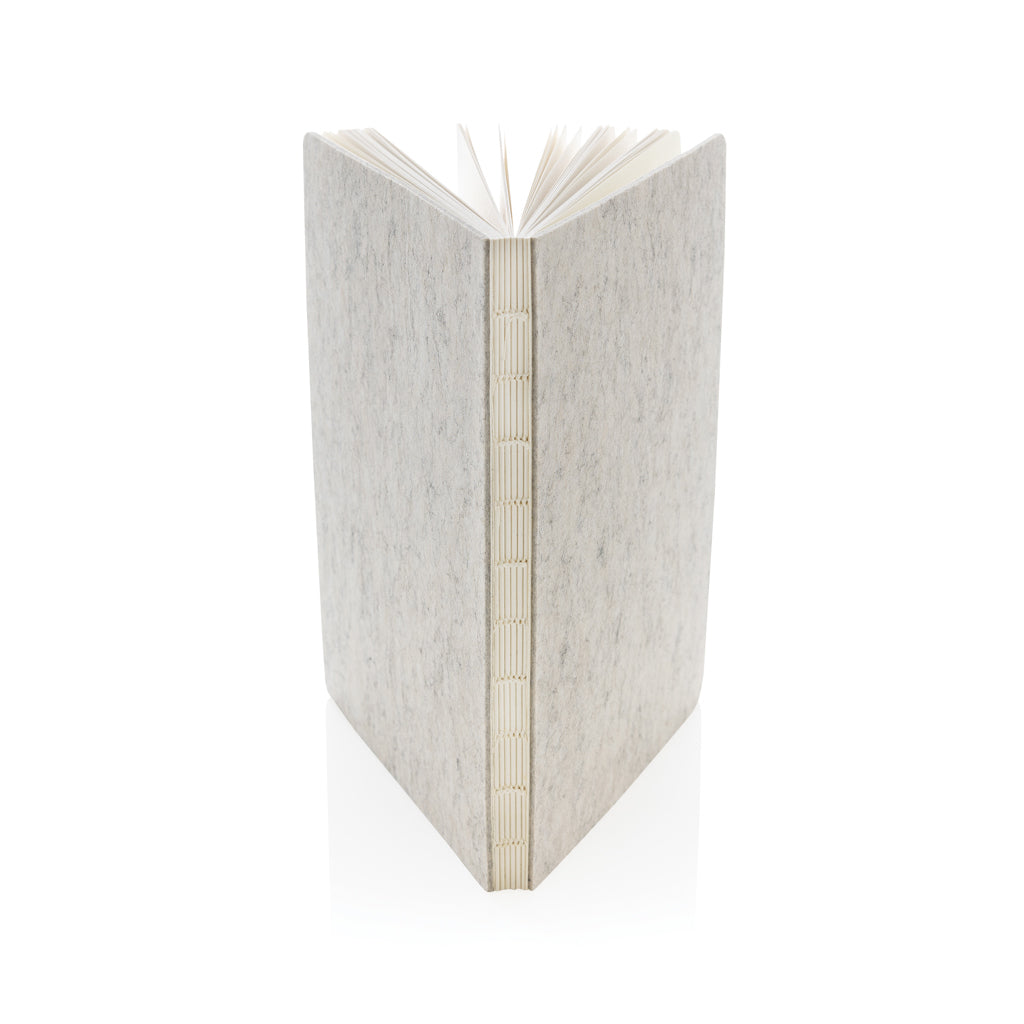 Phrase GRS-zertifiziertes A5-Notizbuch aus recyceltem Filz – grau