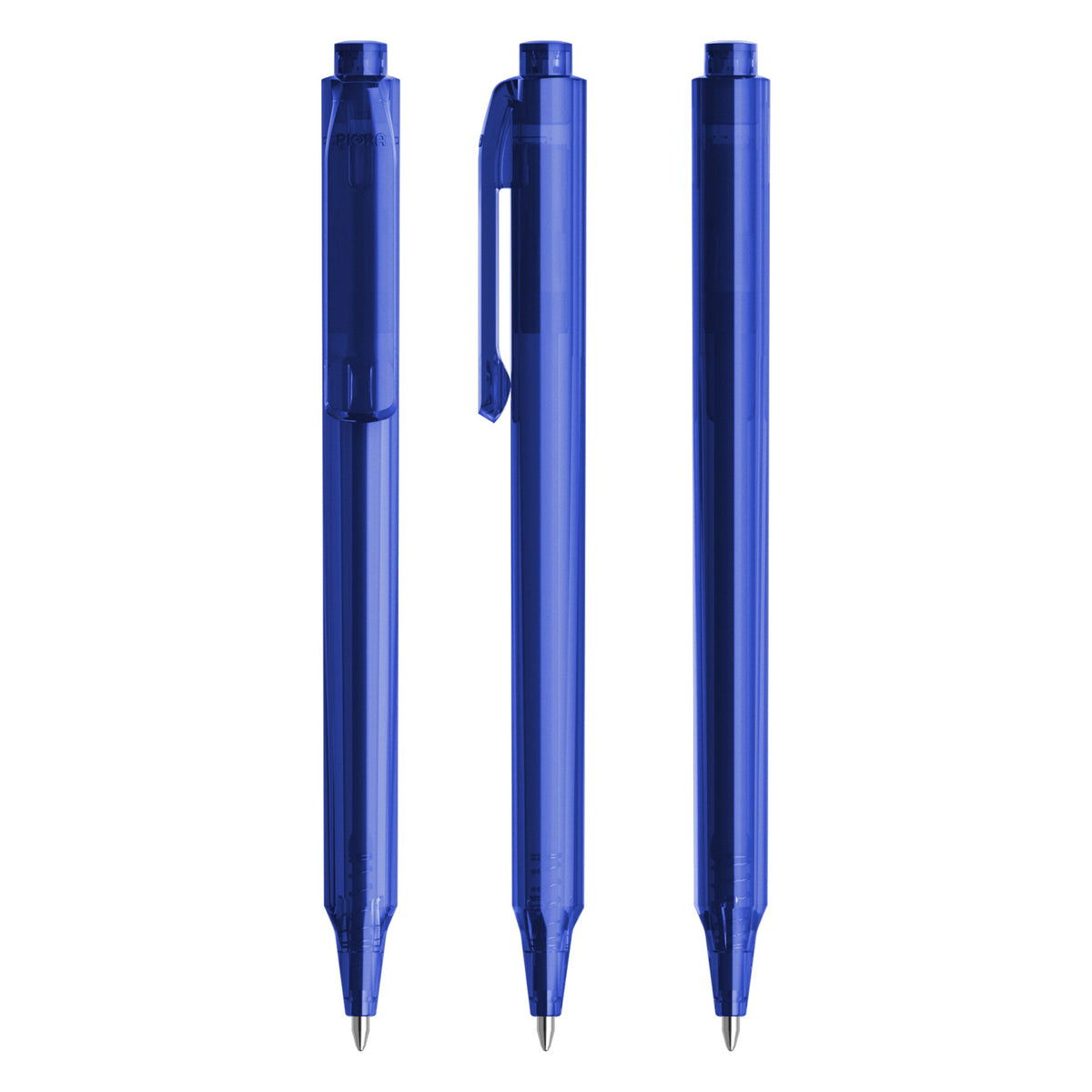 Pigra P04 Druckkugelschreiber poliert und transparent – Blau T908