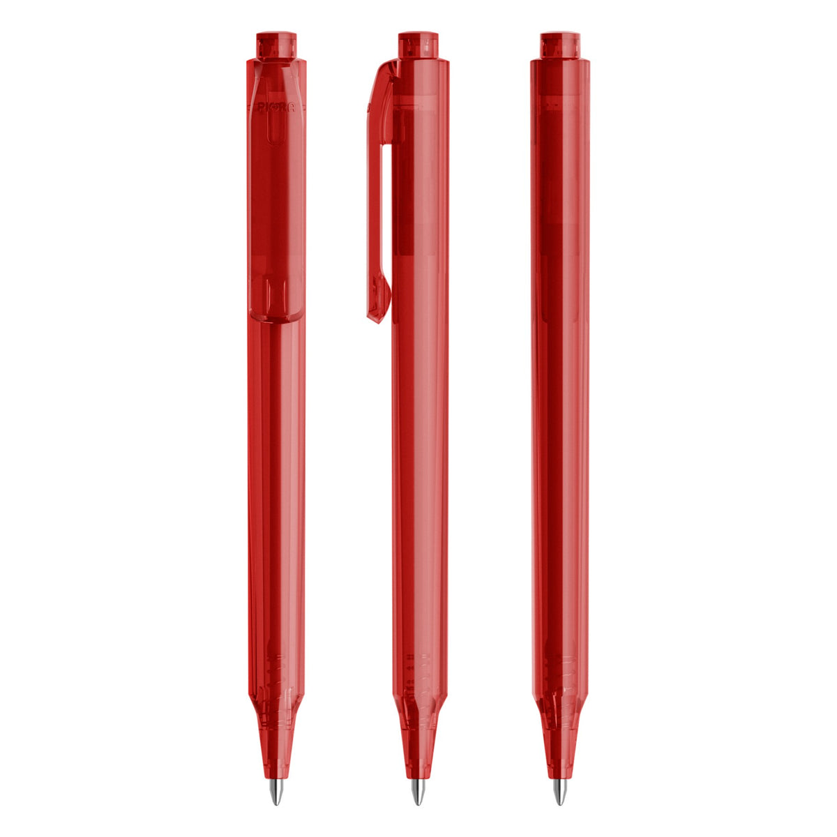 Pigra P04 Druckkugelschreiber poliert und transparent – Rot T606