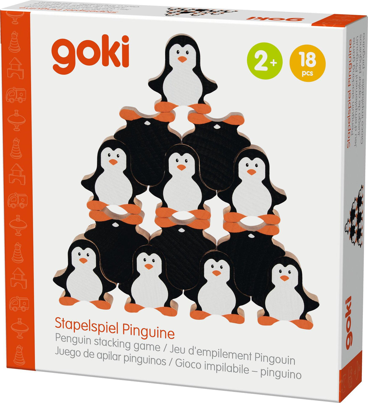 Pinguine Stapelspiel aus Holz mit 18 Figuren – Verpackung