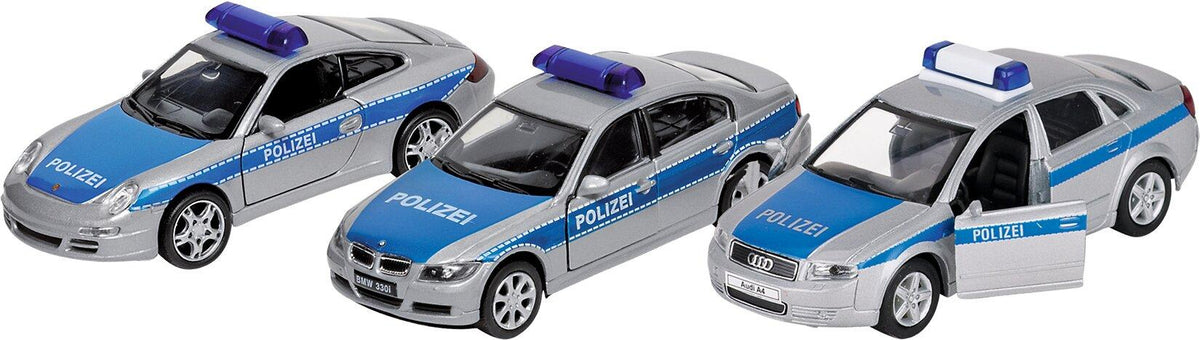 goki Polizei Modellauto aus Spritzguss mit Rückzugmotor – Ansicht