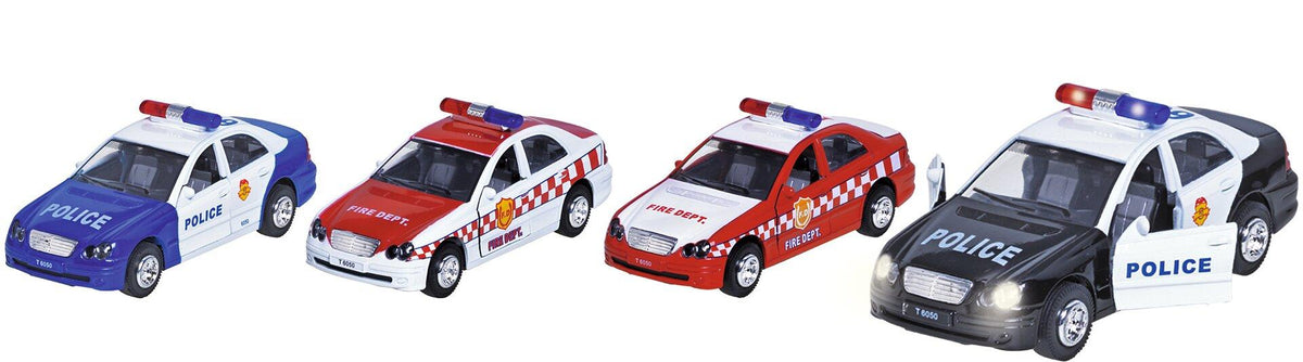 Polizei und Feuerwehr Modellauto mit Sirene und Licht