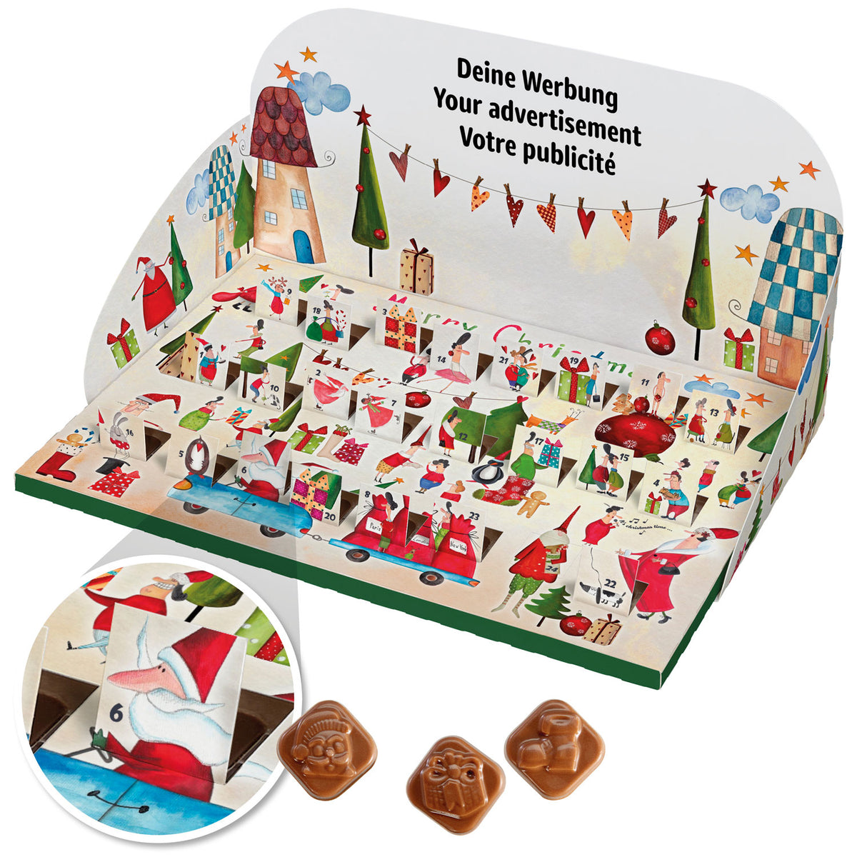 Pop Up Adventskalender mit Vollmilchschokolade, Hauptansicht