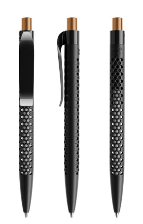 prodir QS40 True Biotic Kugelschreiber in schwarz mit kupfer satiniertem Druckknopf