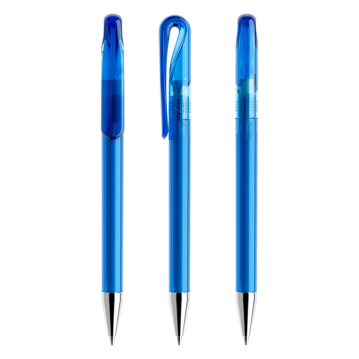 prodir DS1 Drehkugelschreiber transparent mit Metallspitze – Himmelblau T55