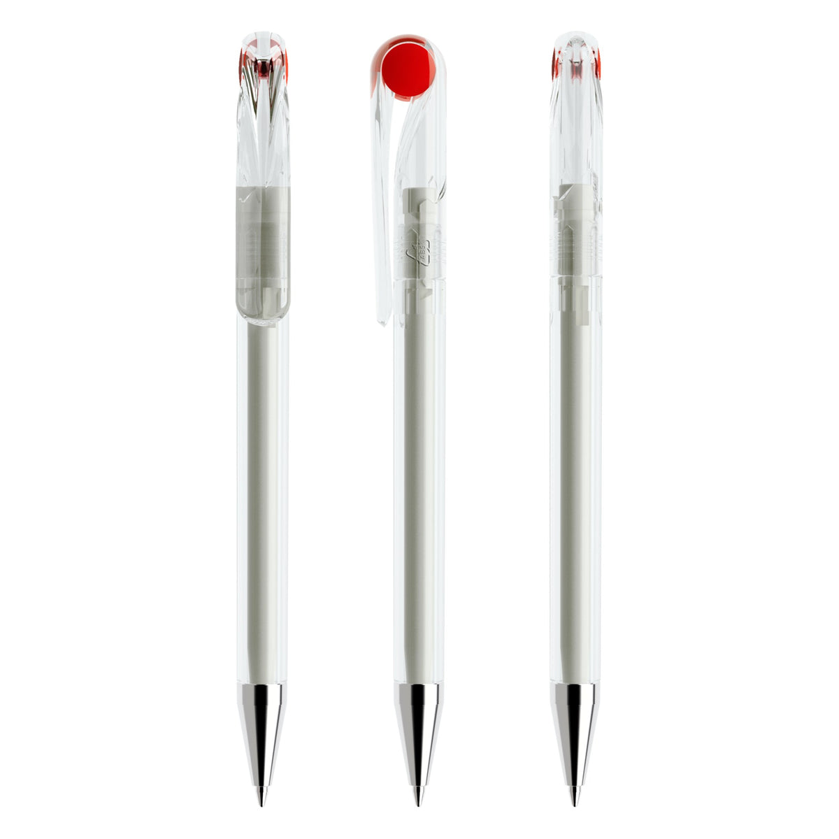 prodir DS1 Drehkugelschreiber transparent mit Metallspitze – Klar / Rot T01-X20