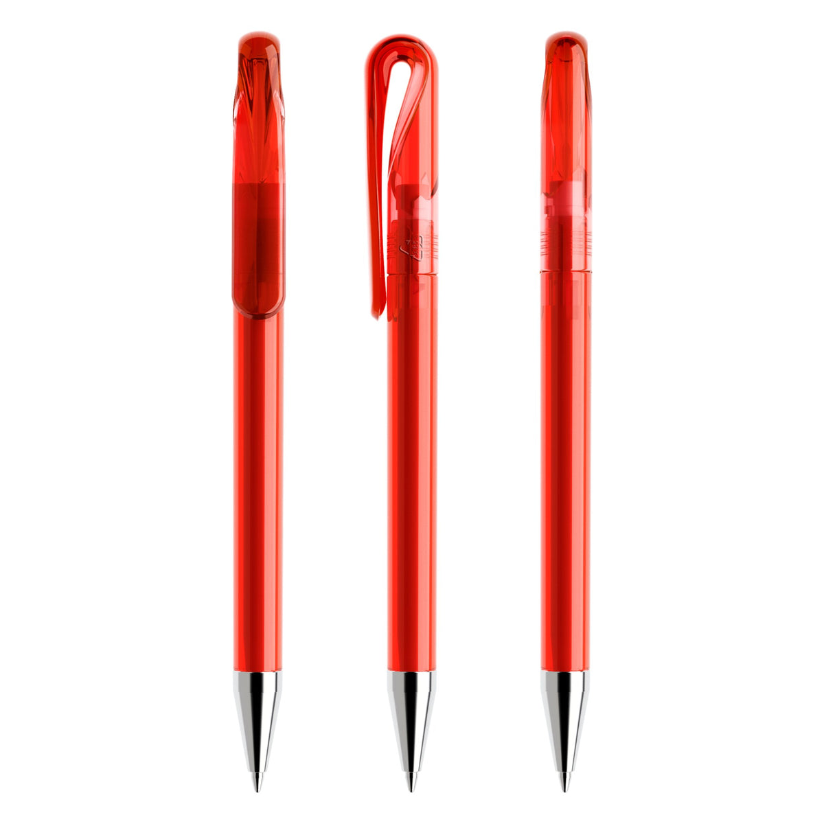 prodir DS1 Drehkugelschreiber transparent mit Metallspitze – Rot T20