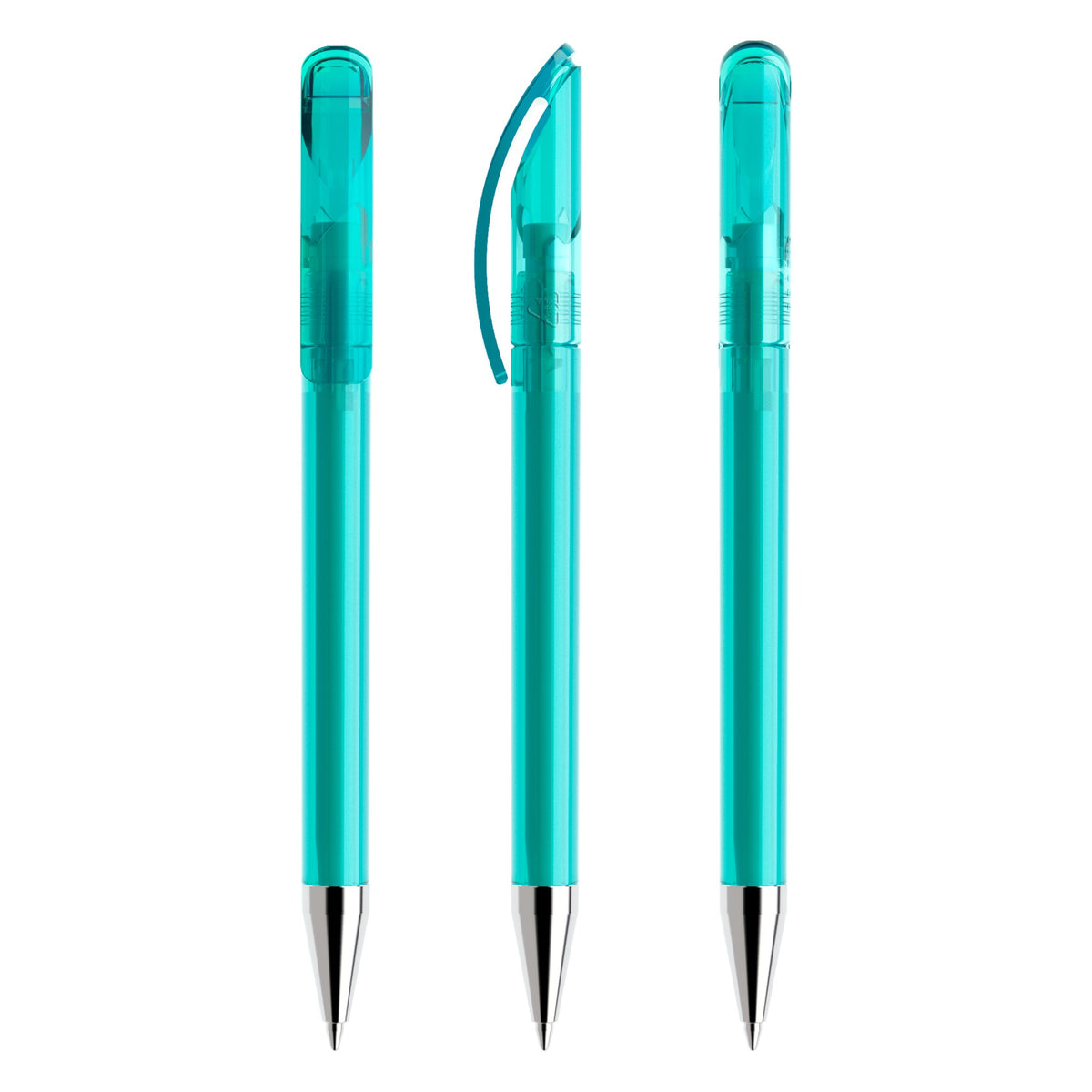 prodir DS3 Drehkugelschreiber transparent mit Metallspitze – Aqua T35