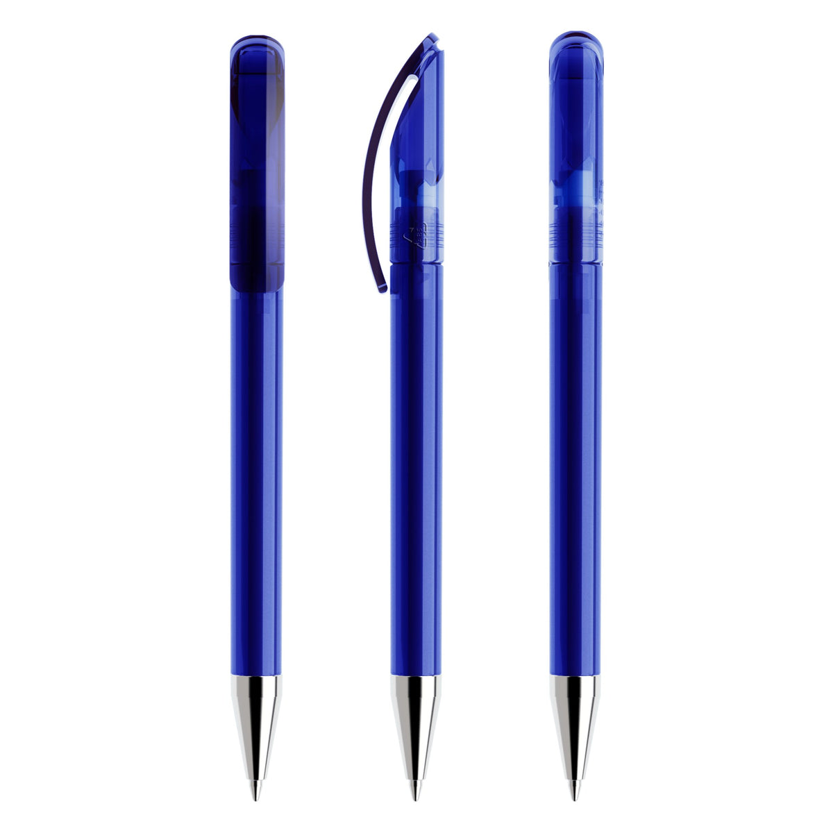 prodir DS3 Drehkugelschreiber transparent mit Metallspitze – Klassikblau T50