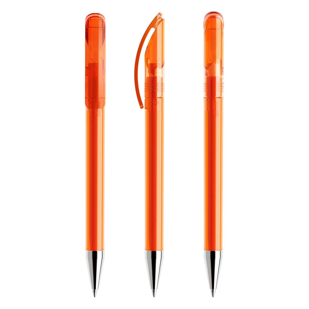 prodir DS3 Drehkugelschreiber transparent mit Metallspitze – Orange T10