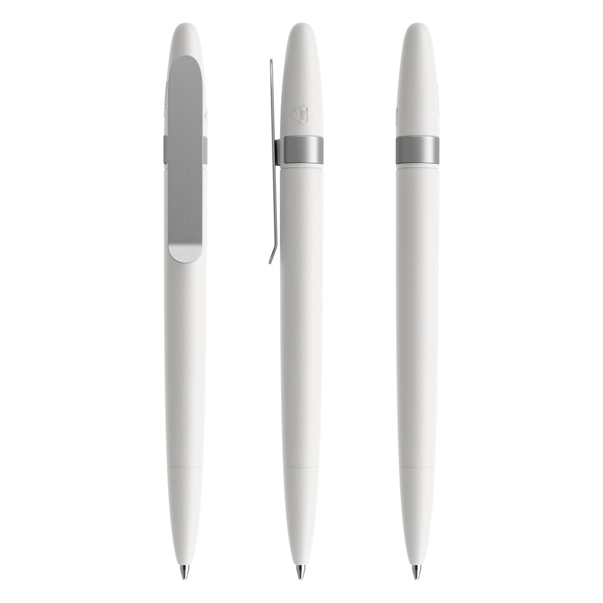 prodir DS5 Drehkugelschreiber matt mit Metallclip – Weiß / Silber satiniert M02-S70