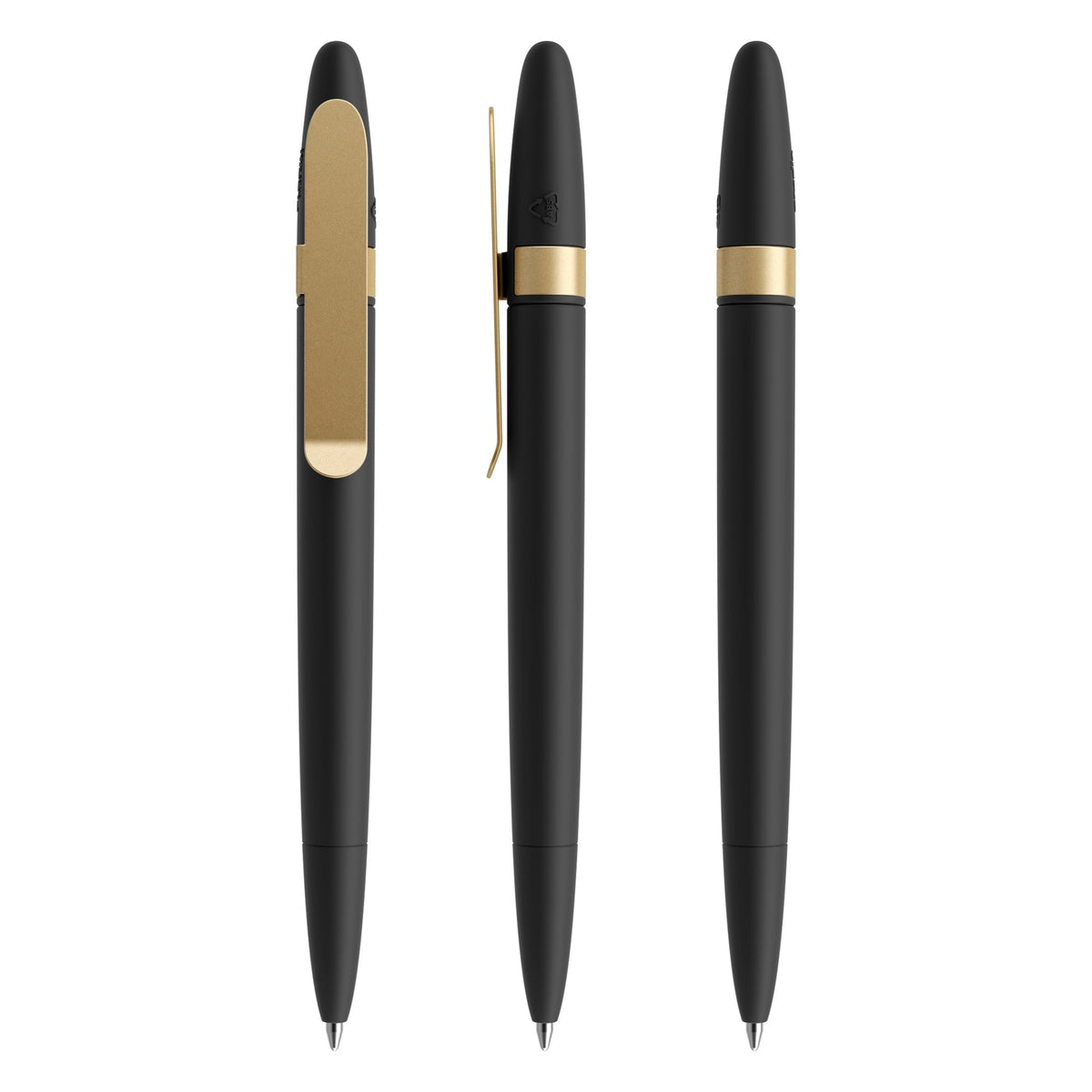 prodir DS5 Drehkugelschreiber Soft Touch mit Metallclip – Schwarz / Gold satiniert R75-S13