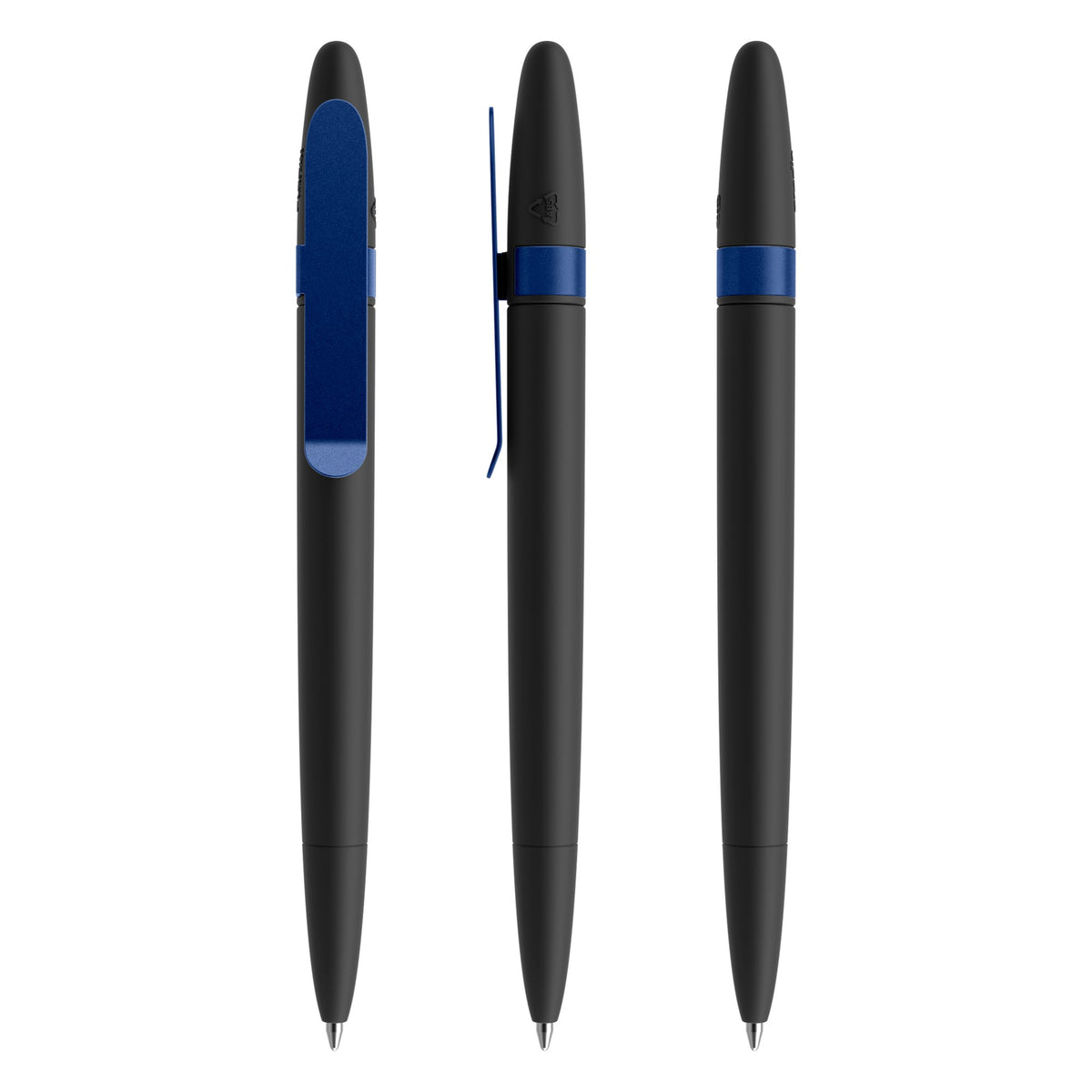 prodir DS5 Drehkugelschreiber Soft Touch mit Metallclip – Schwarz / Sideralblau satiniert R75-S61