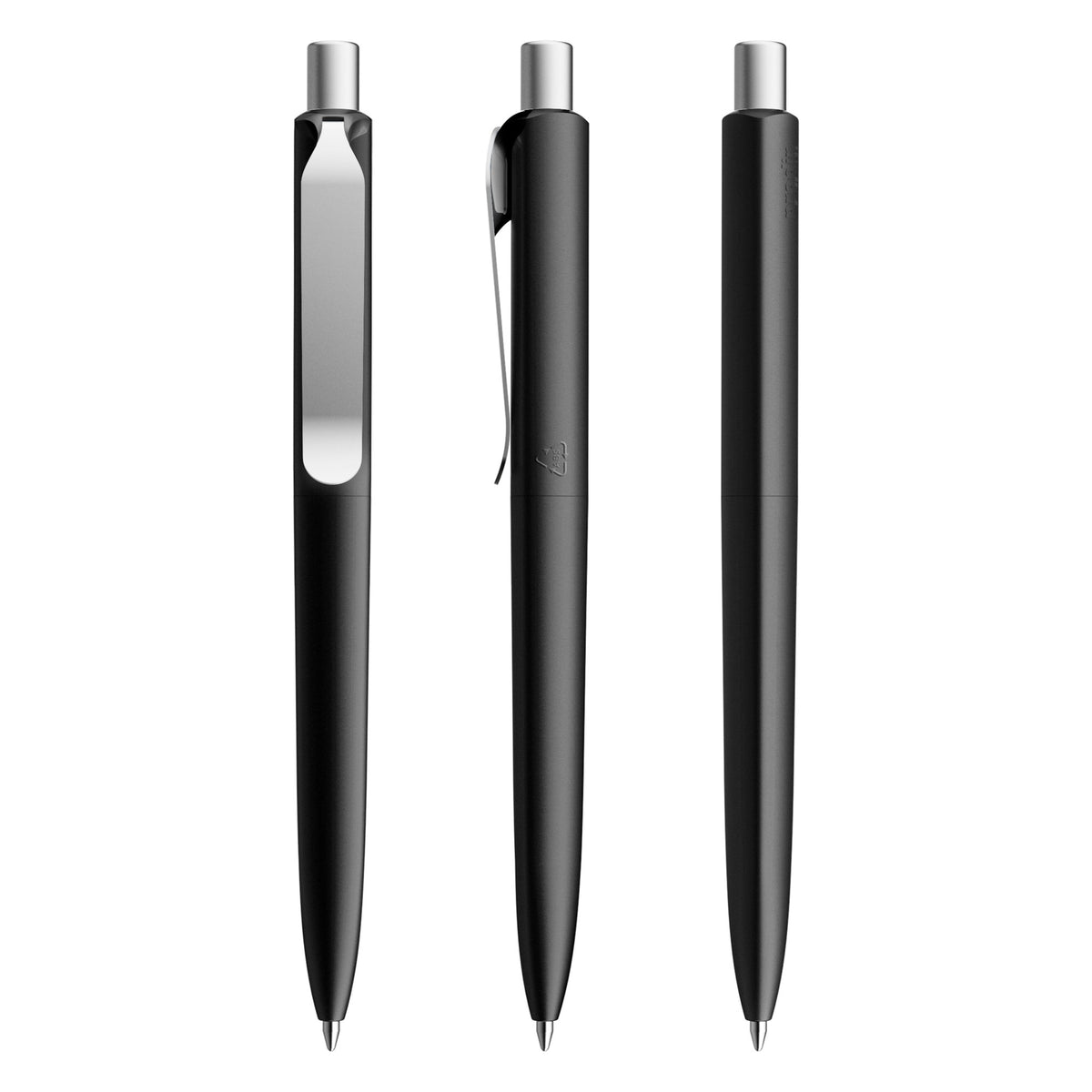 prodir DS8 Druckkugelschreiber matt mit Metallclip – Schwarz / Silber satiniert M75-S70 S