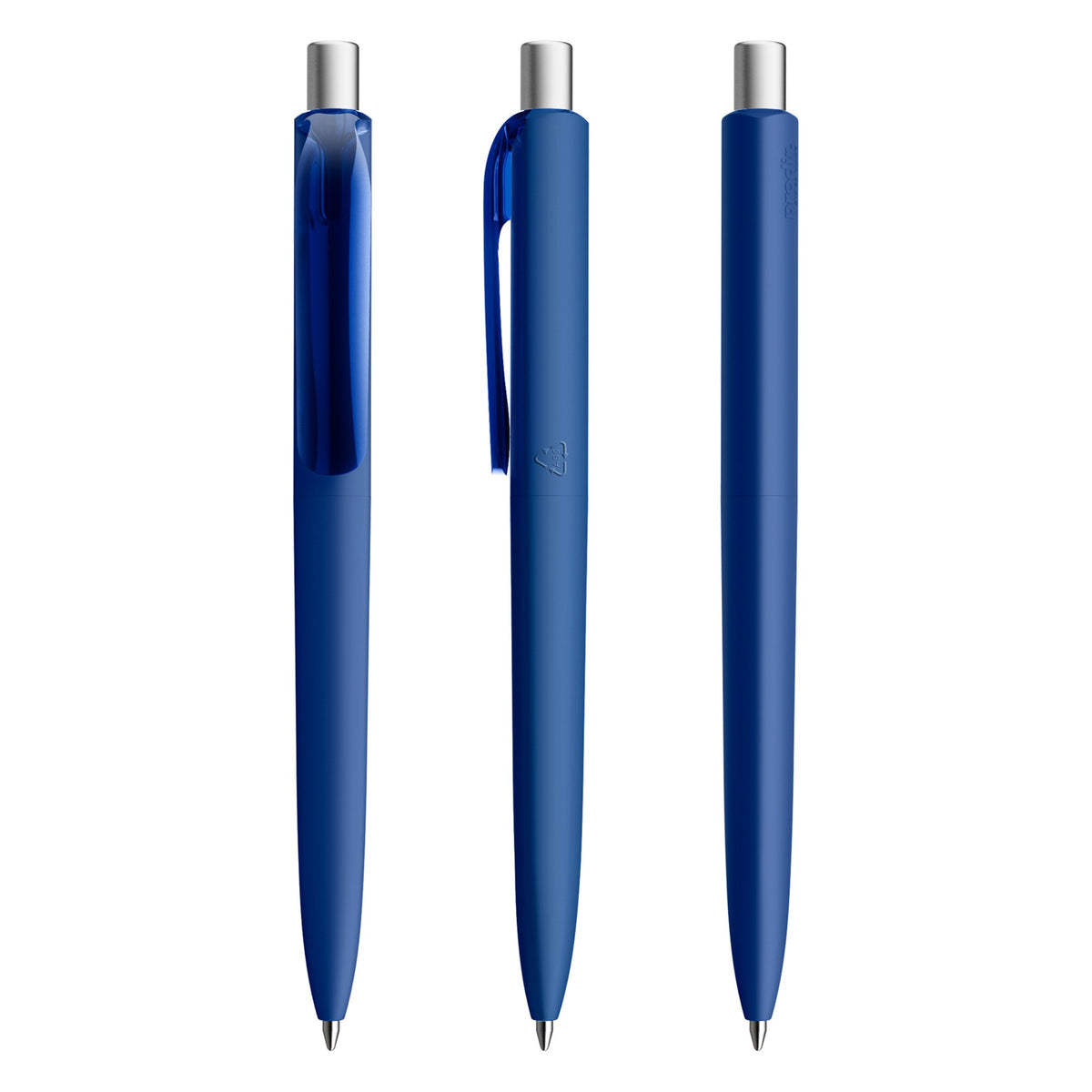 prodir DS8 Druckkugelschreiber Soft Touch – Klassikblau / Silber satiniert R50 S
