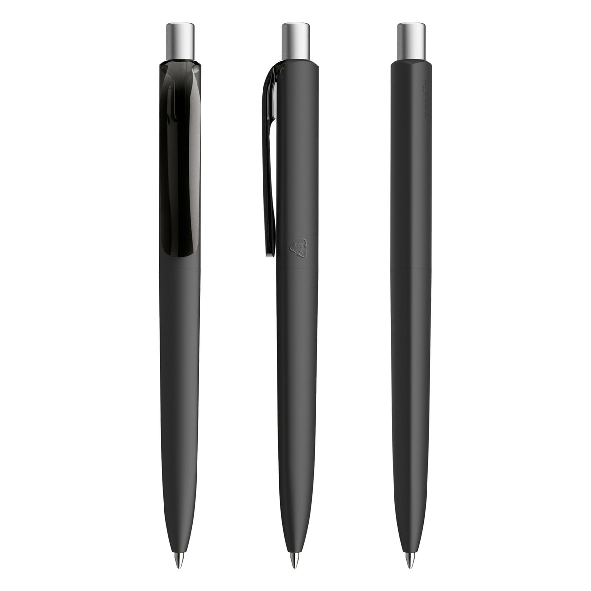 prodir DS8 Druckkugelschreiber Soft Touch – Schwarz / Silber satiniert R75 S