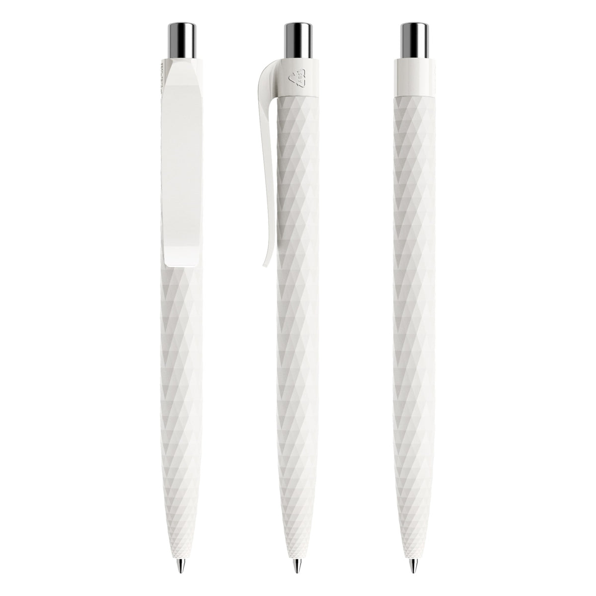 prodir QS01 Druckkugelschreiber matt mit Kunststoffclip – Weiß / Silber verchromt M02 C