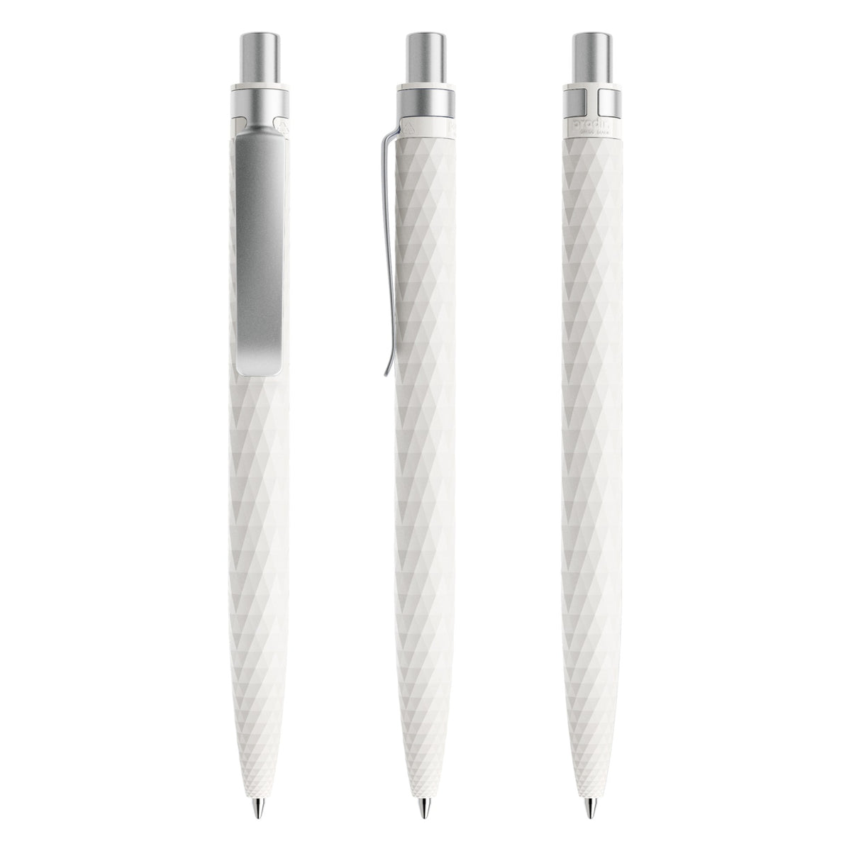 prodir QS01 Stone Druckkugelschreiber mit Metallclip – Dolomitweiß / Silber satiniert Q02-S70 S
