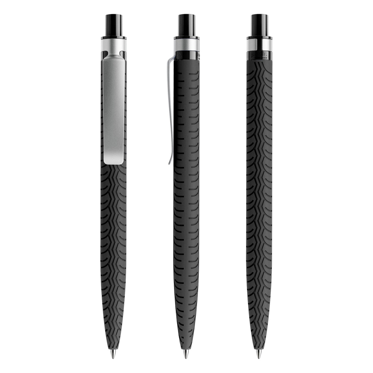 prodir QS03 Soft Touch Druckkugelschreiber mit Metallclip – Schwarz / Silber R75-S70