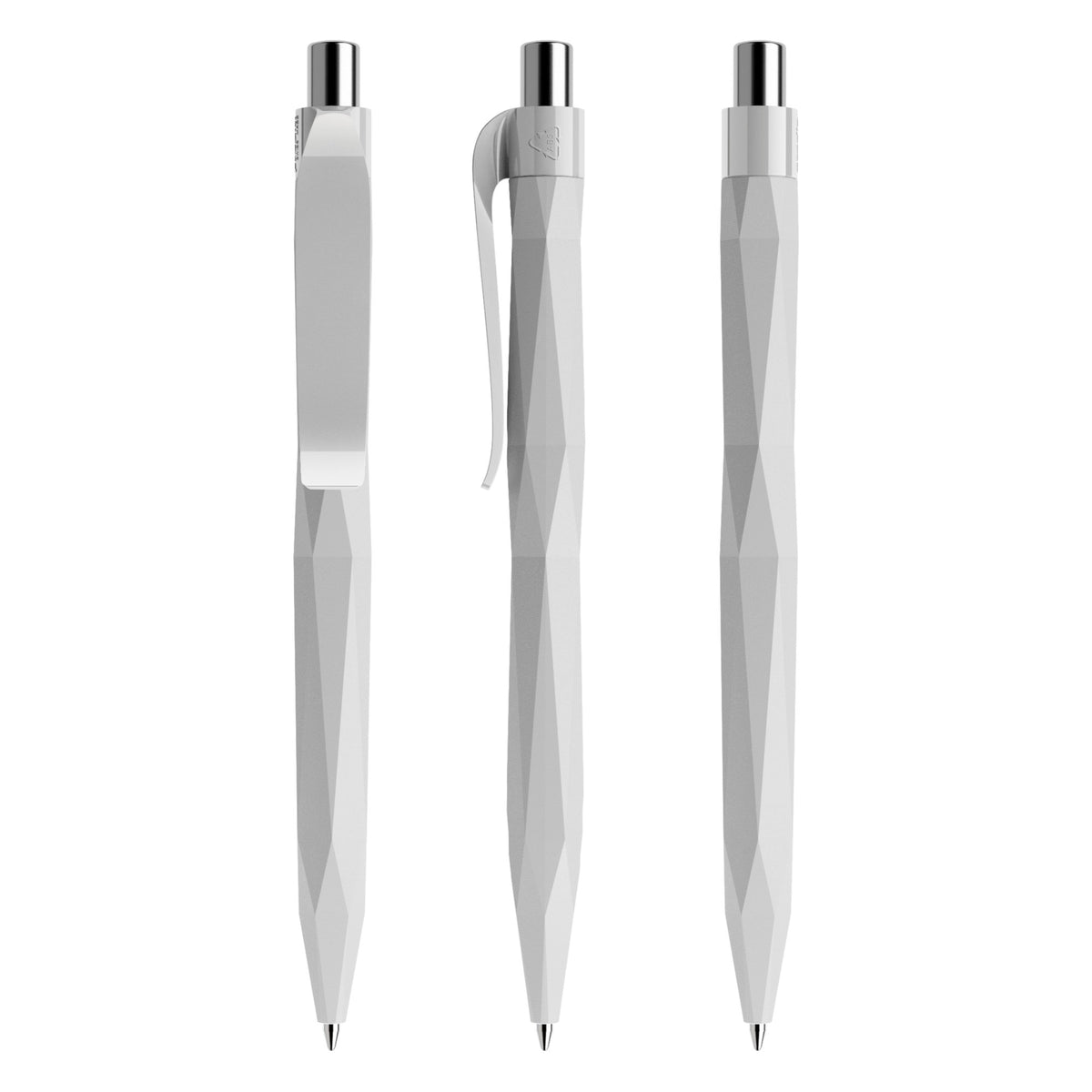 prodir QS20 Druckkugelschreiber facettiert matt – Betongrau / Silber verchromt M77 C