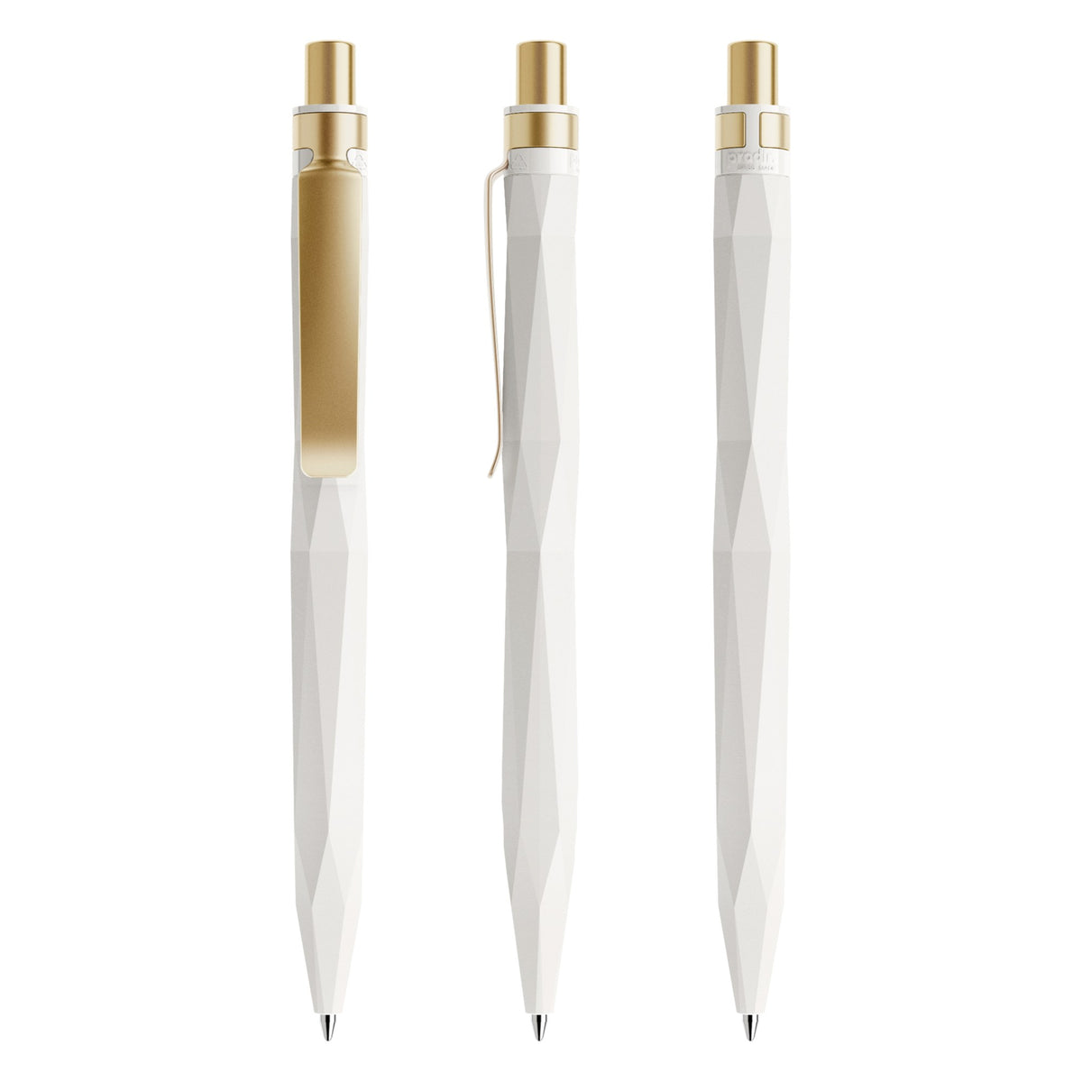 prodir QS20 Druckkugelschreiber matt mit Metallclip – Weiß / Gold satiniert M02-S13 S