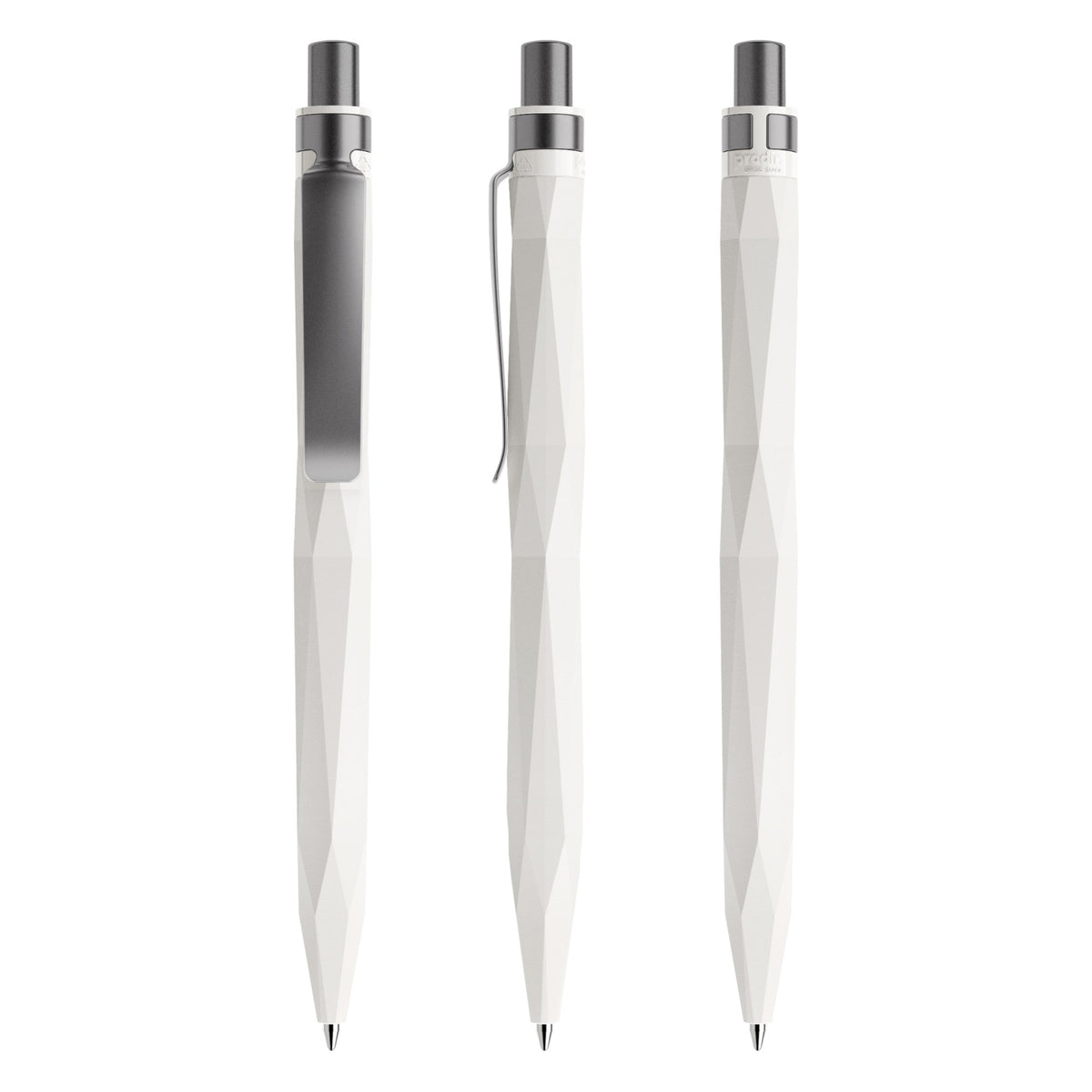 prodir QS20 Druckkugelschreiber matt mit Metallclip – Weiß / Graphit satiniert M02-S75 S