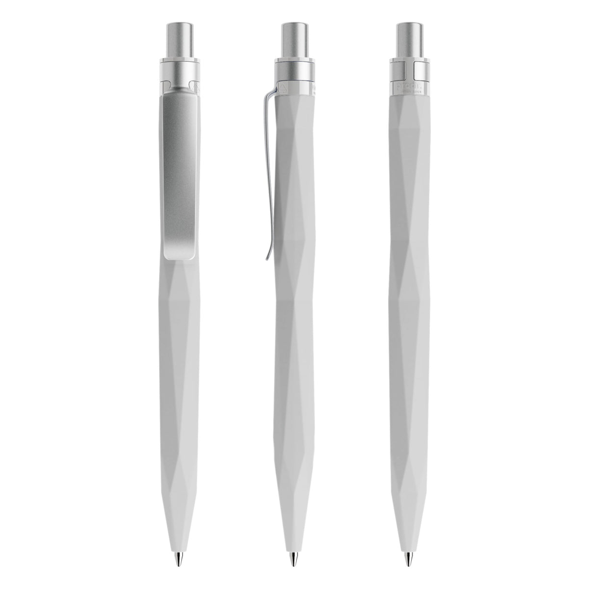 prodir QS20 Soft Touch Druckkugelschreiber mit Metallclip – Betongrau / Silber satiniert R77-S70 S