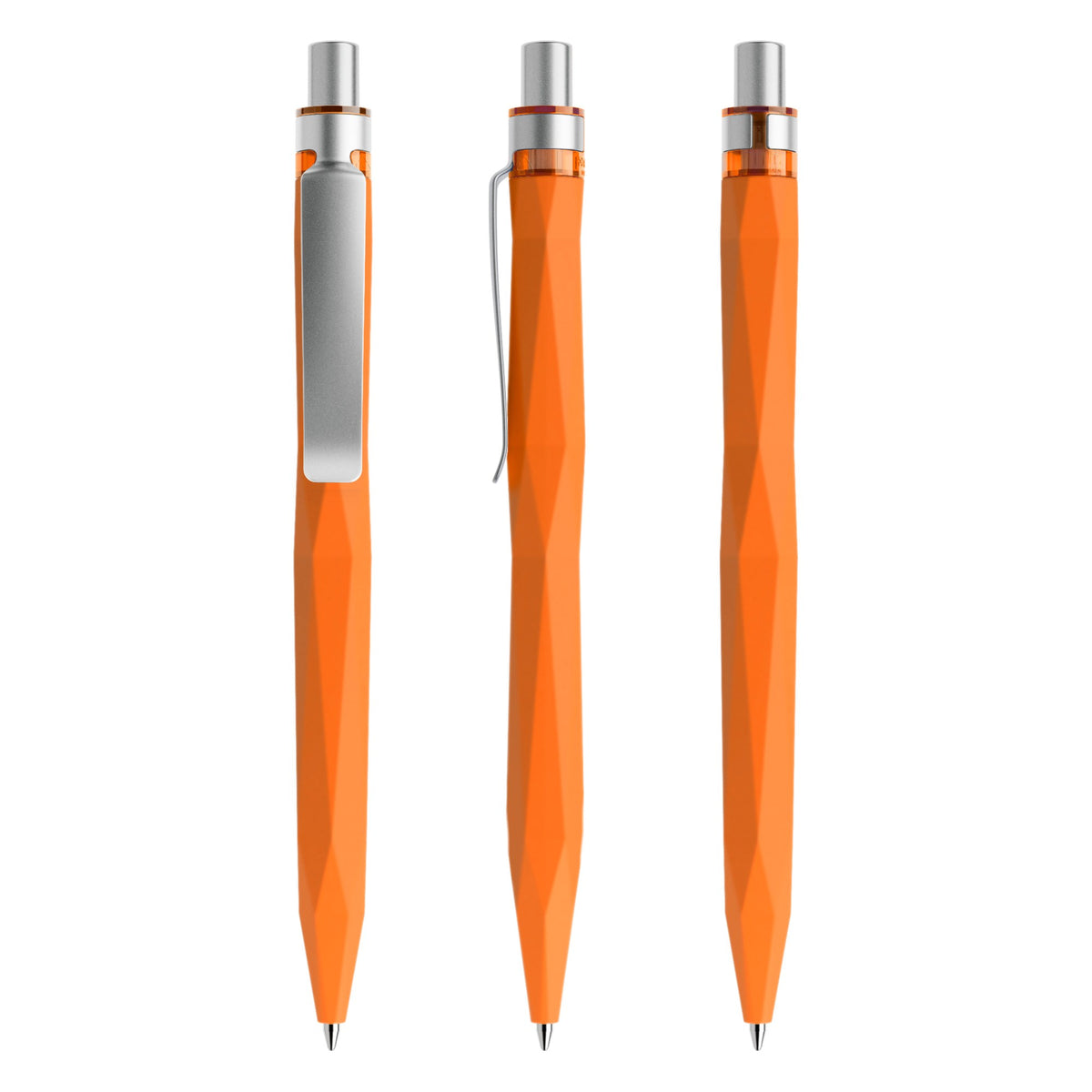 prodir QS20 Soft Touch Druckkugelschreiber mit Metallclip – Orange / Silber satiniert R10-S70 S