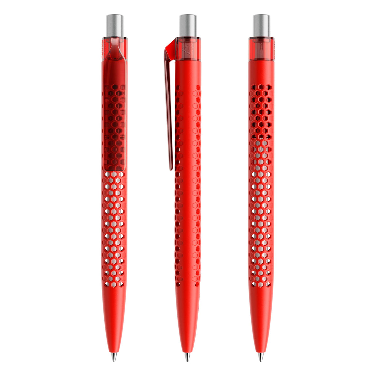 prodir QS40 Druckkugelschreiber matt mit Kunststoffclip – Rot / Silber satiniert M20 S