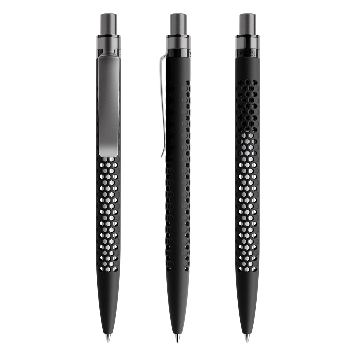 prodir QS40 Druckkugelschreiber Soft Touch mit Metallclip – Schwarz / Graphit satiniert R75-S75 S