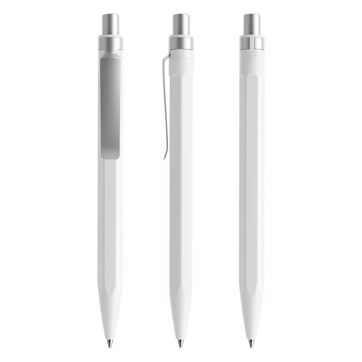 prodir QS50 Druckkugelschreiber matt mit Metallclip – Weiß / Silber satiniert M02-S70 S