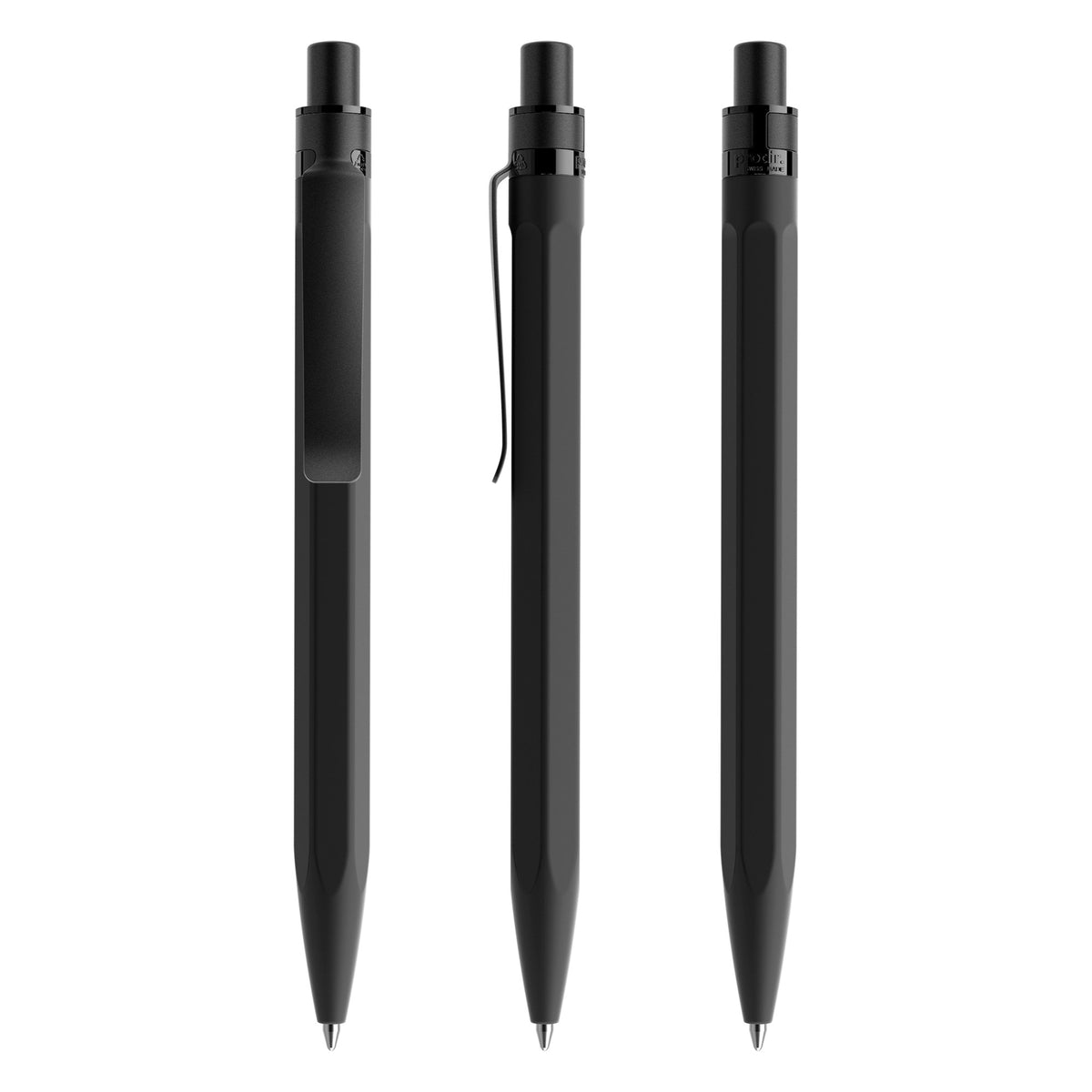 prodir QS50 Druckkugelschreiber Soft Touch mit Metallclip – Schwarz / Schwarz satiniert R75-S80 S