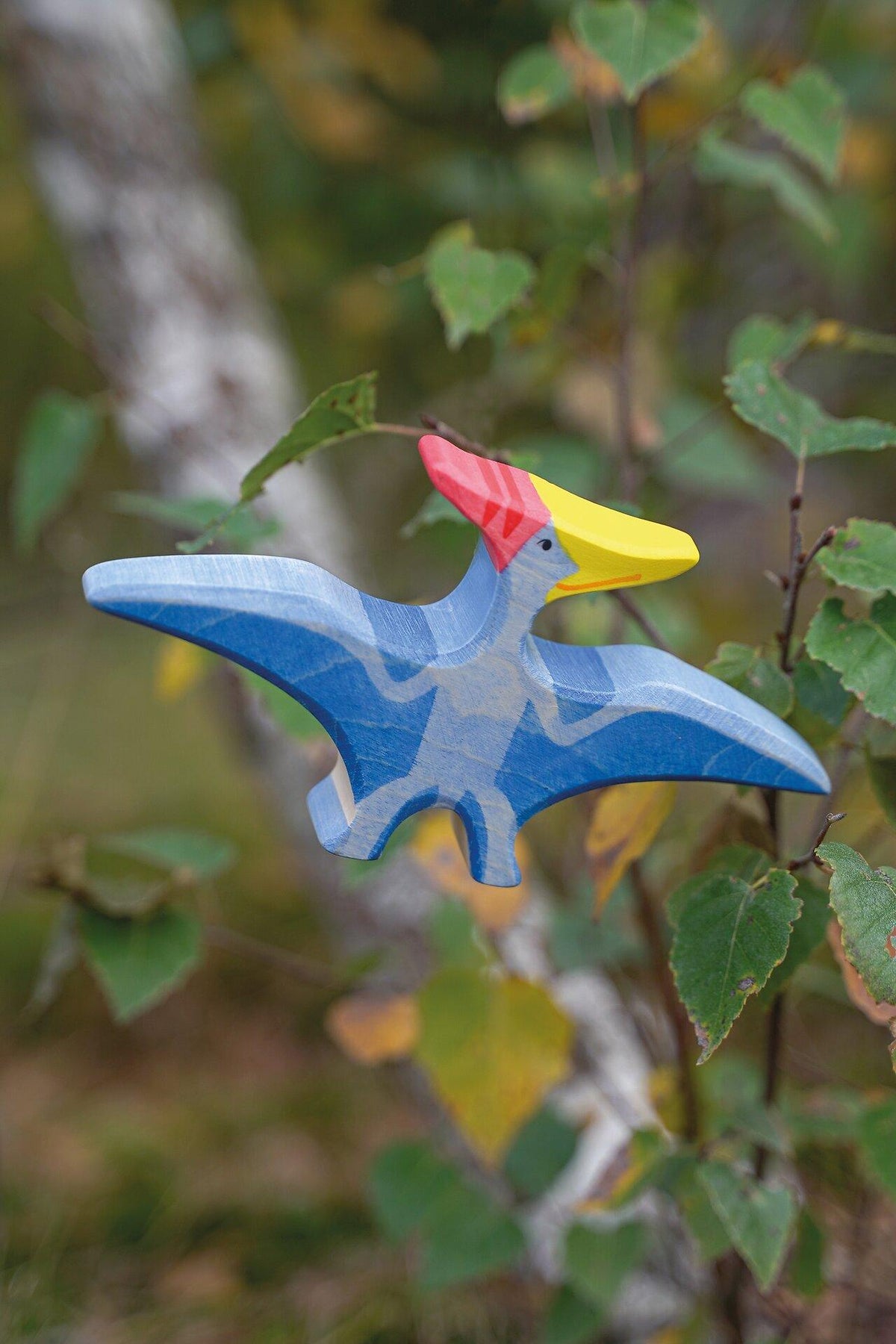 Pteranodon Flugsaurier aus Holz mit gelbem Schnabel
